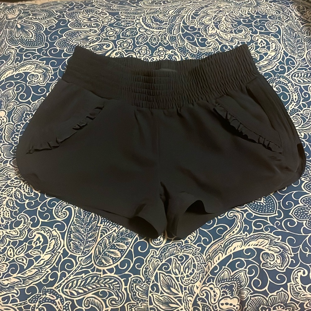 Jo+Jax Athletic Shorts, YL, Black, Ruffle Pockets